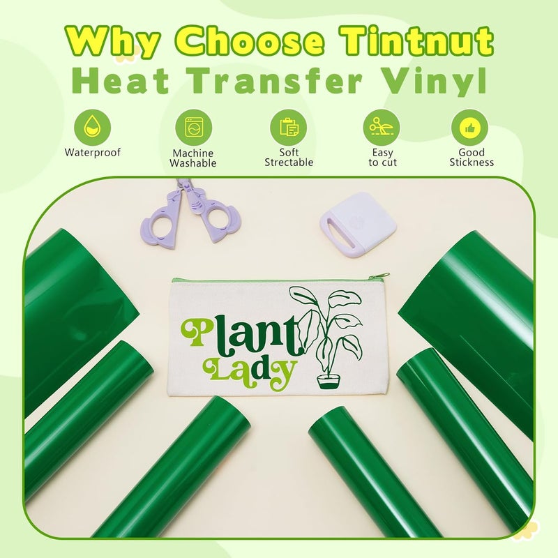 Tintnut Green HTV Heat Transfer Vinyl - 6 Sheets 12" x 10" Spring Green Heat Transfer Vinyl HTV Iron on Vinyl for T-Shirts Compatible with Cricut/Silhouette Cameo - Image 3